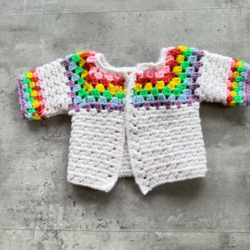Handmade Baby Crochet Rainbow Sweater, 6-12 Months